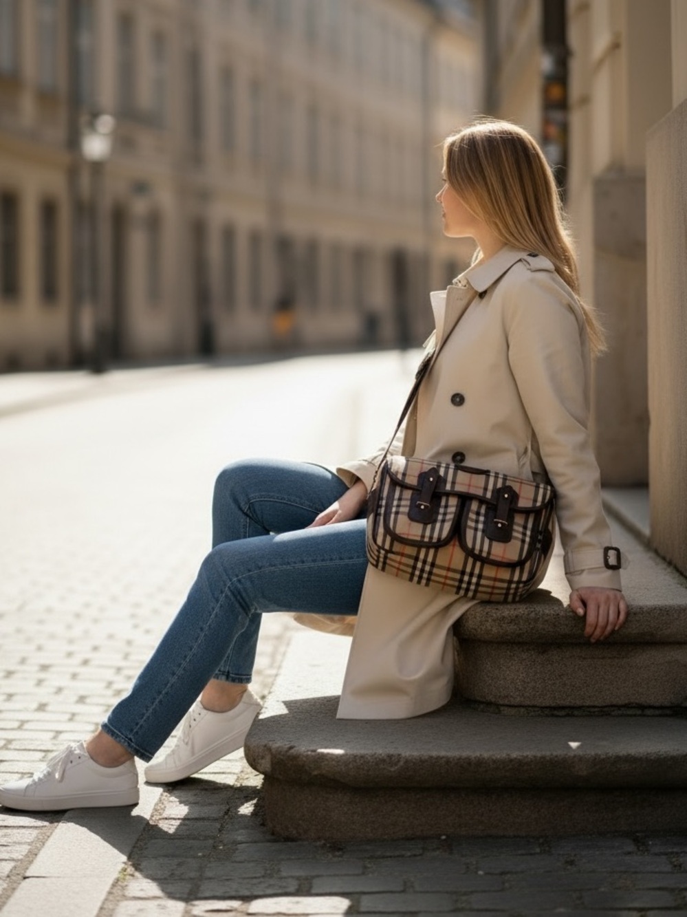 Burberry Vintage Haymarket Check Crossbody Bag 👜 Canvas & Leather | Nova Check - Picture 15 of 15